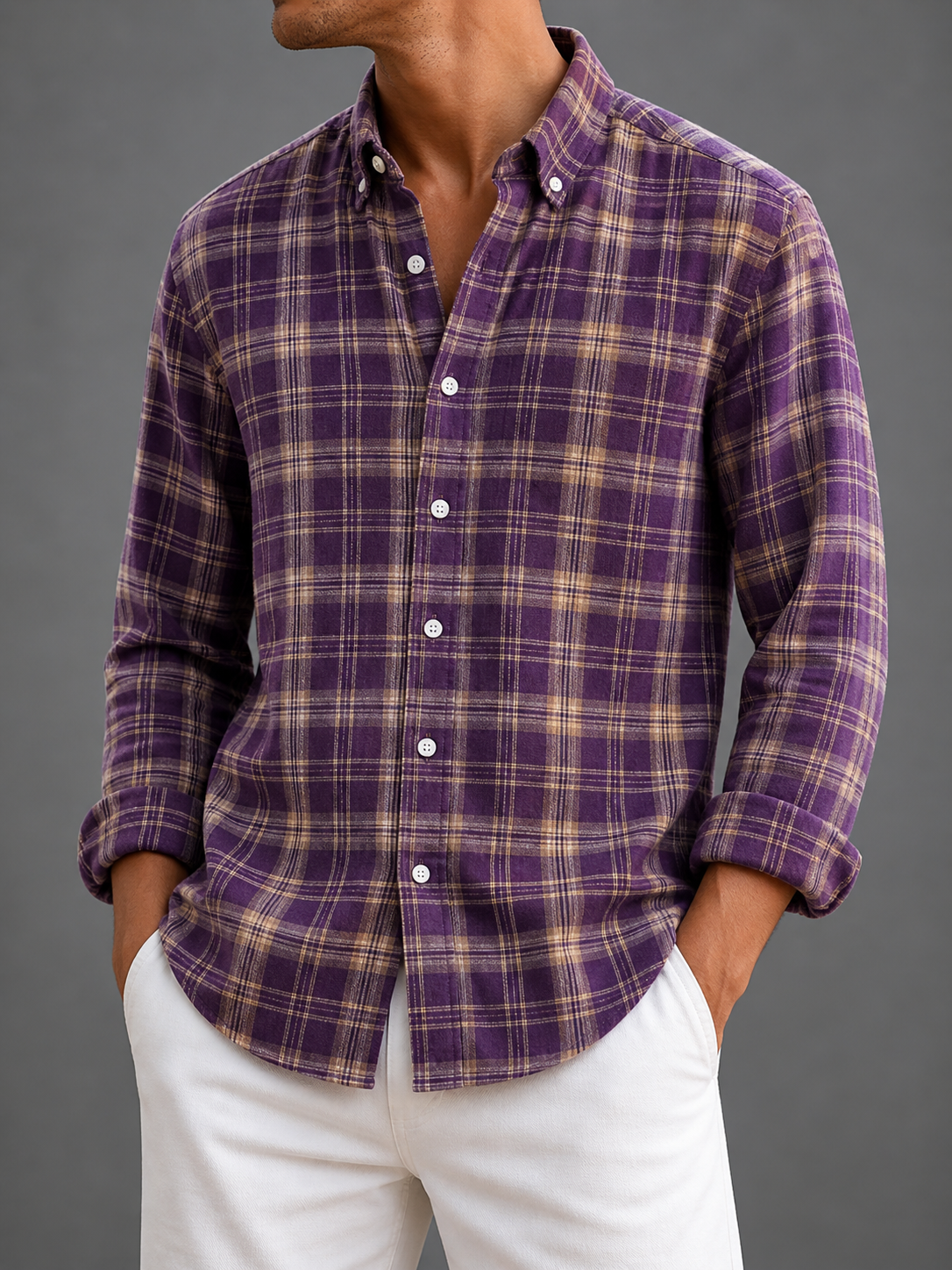 Royal Purple Flannel Check Shirt – AURAA LOOKS
