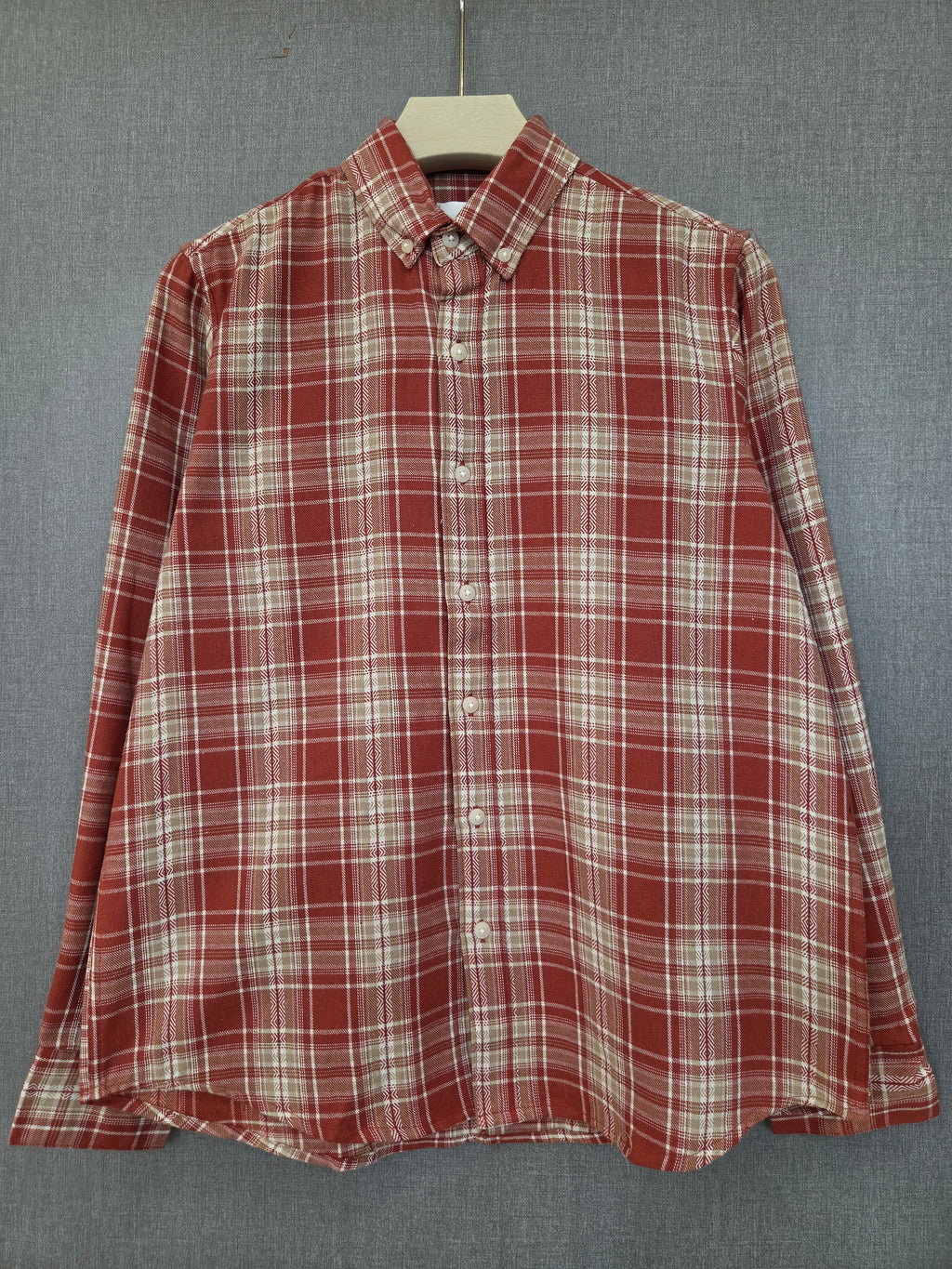 Checked Flannel Shirt - Rust Red