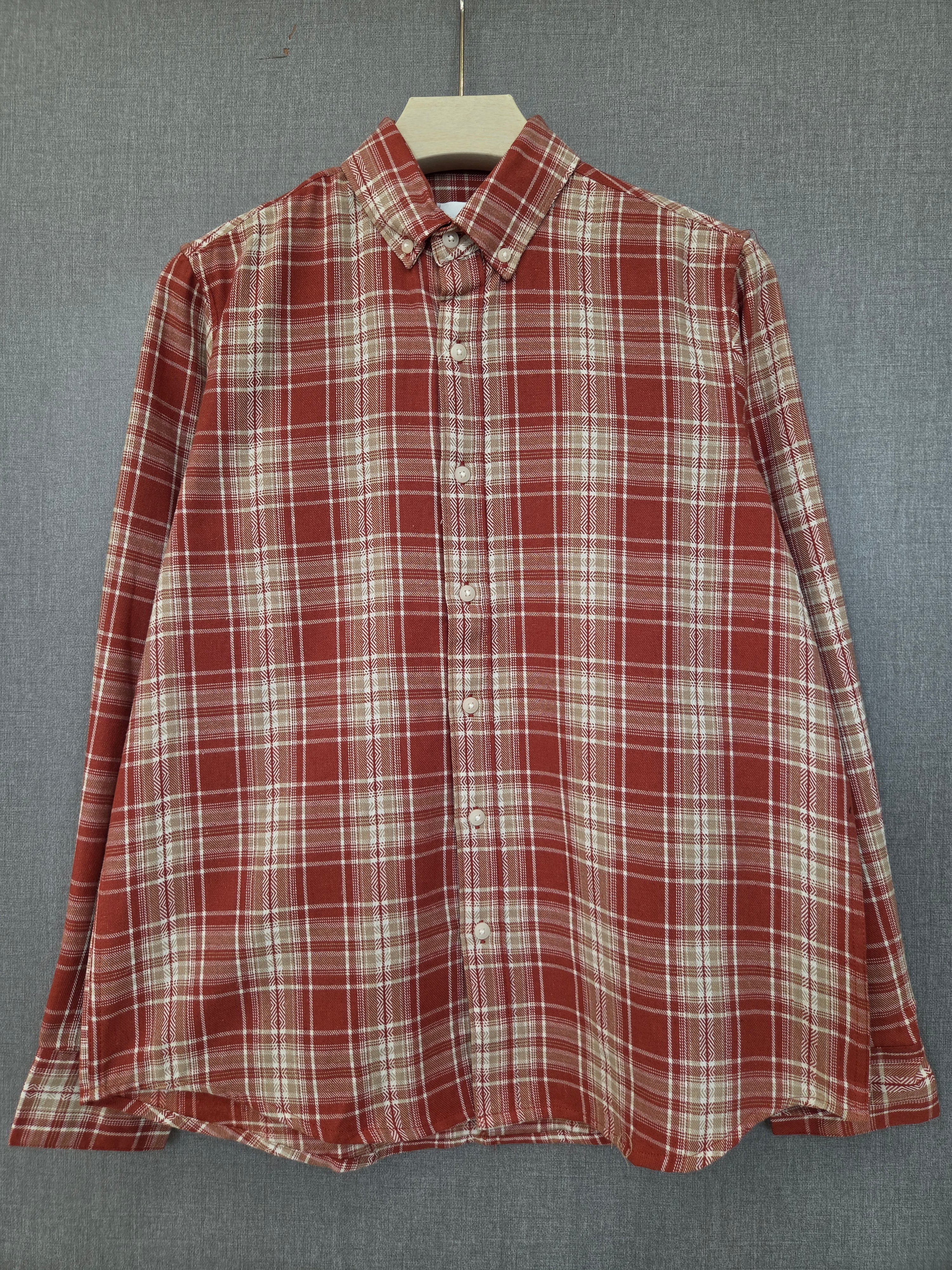 Checked Flannel Shirt - Rust Red