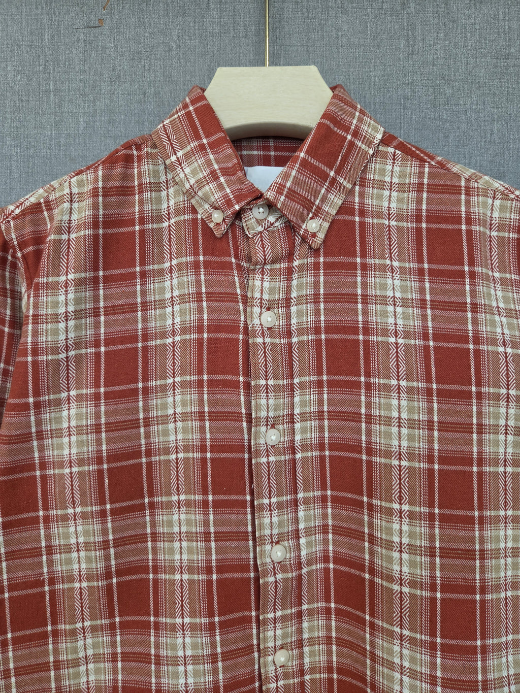 Checked Flannel Shirt - Rust Red