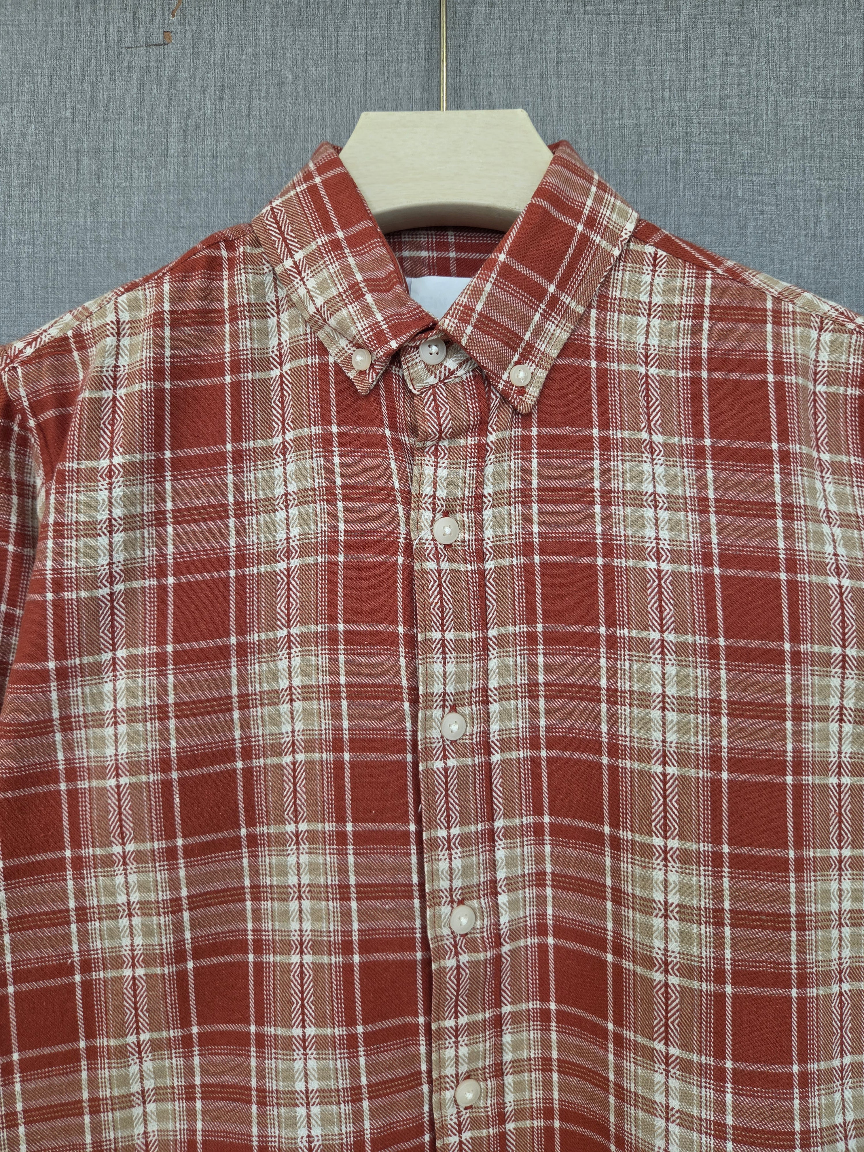 Checked Flannel Shirt - Rust Red