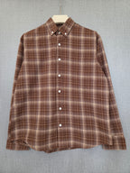 Checked Flannel Shirt - Brown Beige