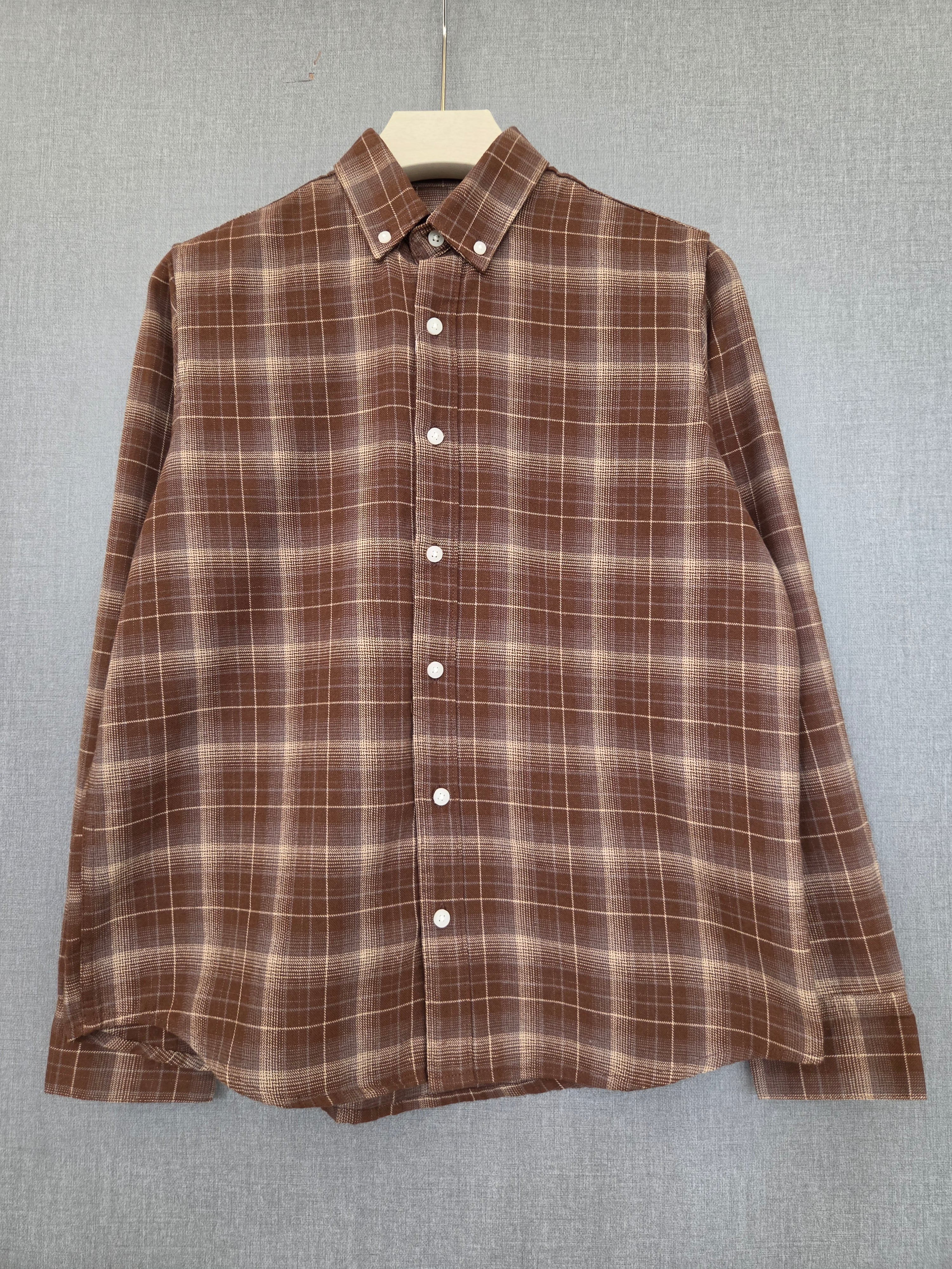 Checked Flannel Shirt - Brown Beige