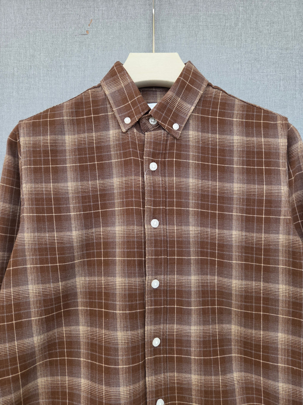 Checked Flannel Shirt - Brown Beige