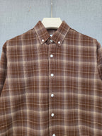 Checked Flannel Shirt - Brown Beige