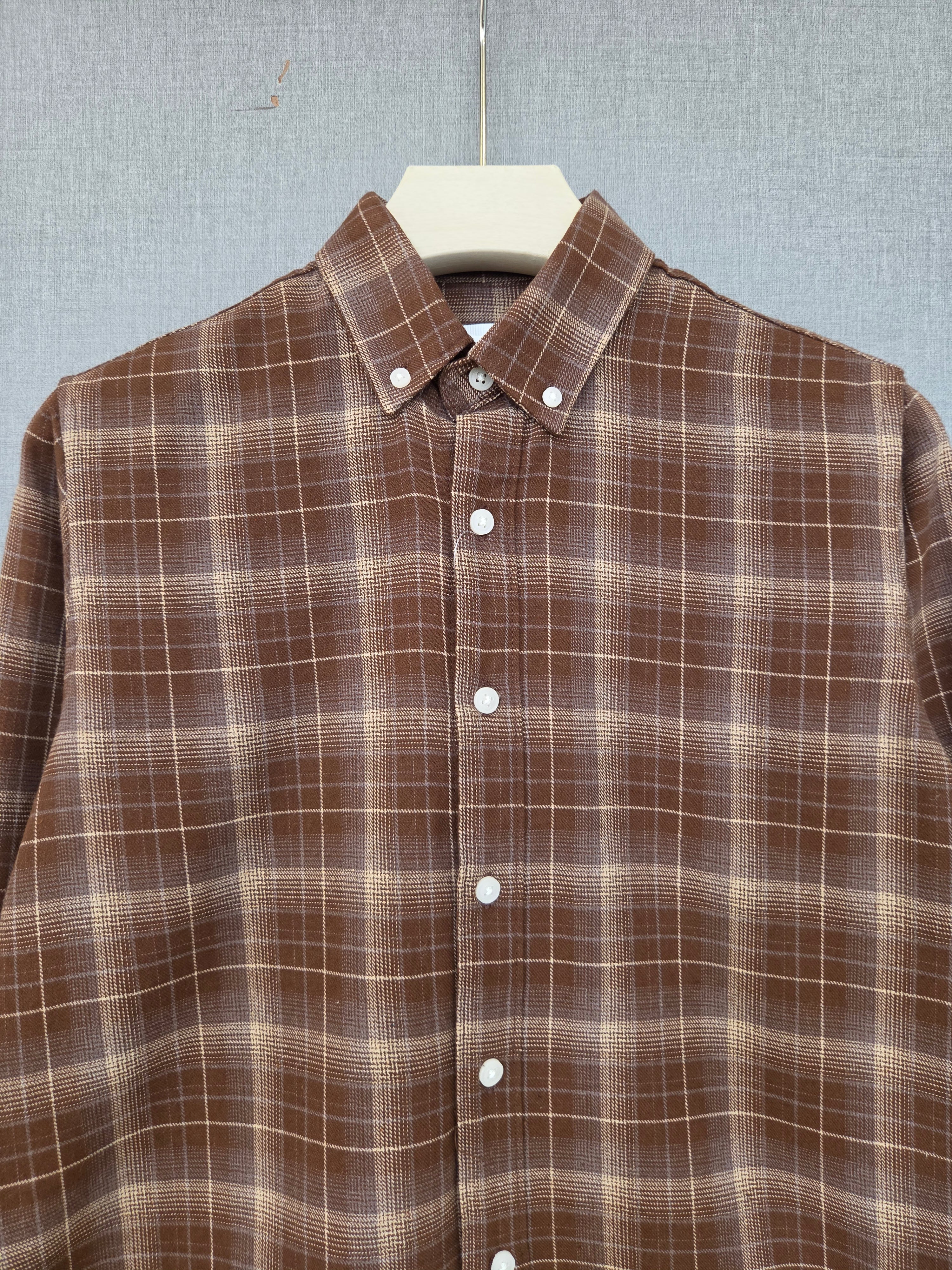 Checked Flannel Shirt - Brown Beige