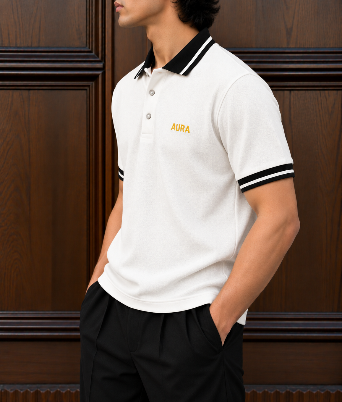 Textured Polo T Shirt - White