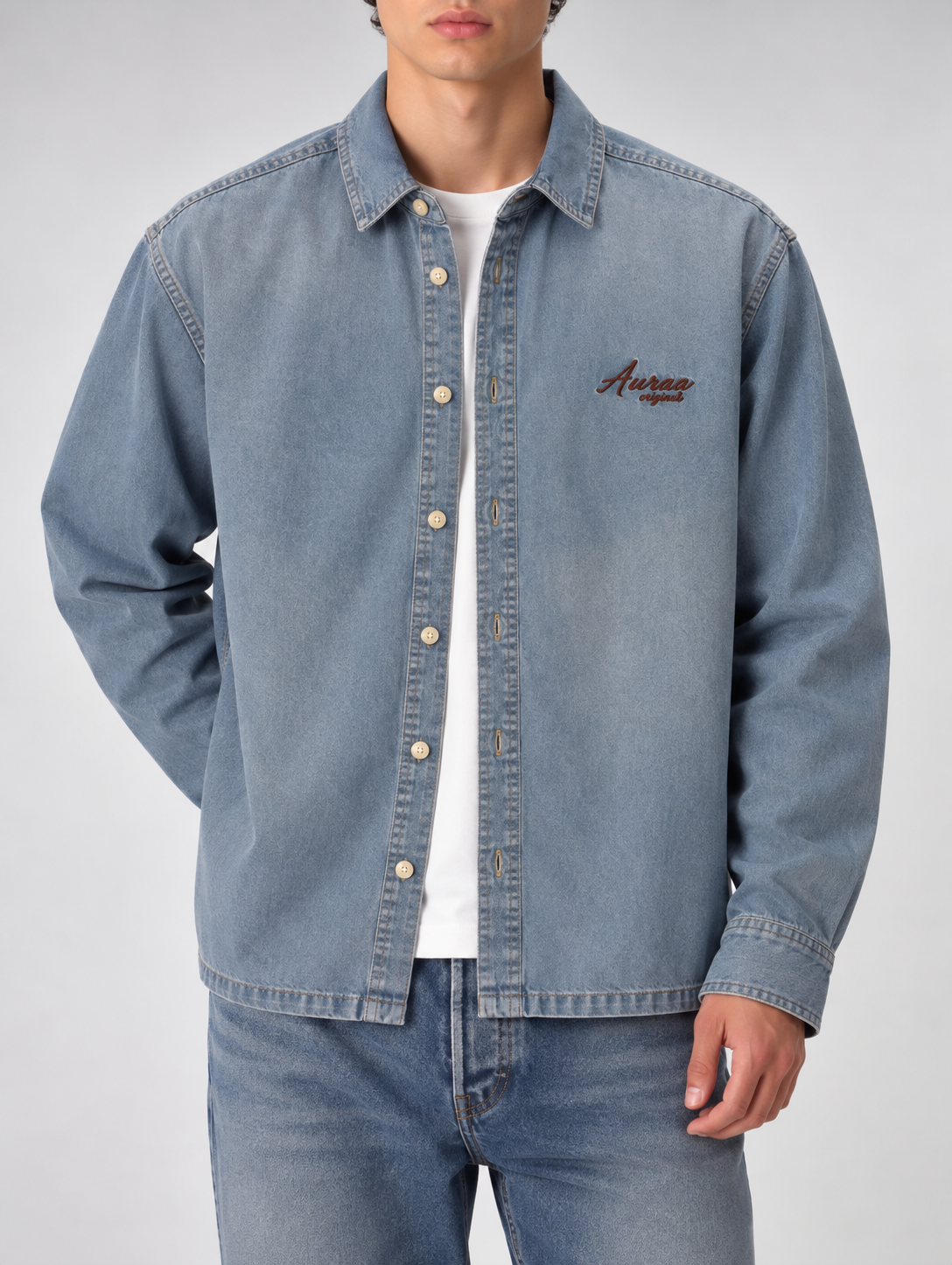 Washed Denim Shirt - Light Blue