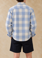 Boxy Fit Flannel Shirt - Blue & Cream