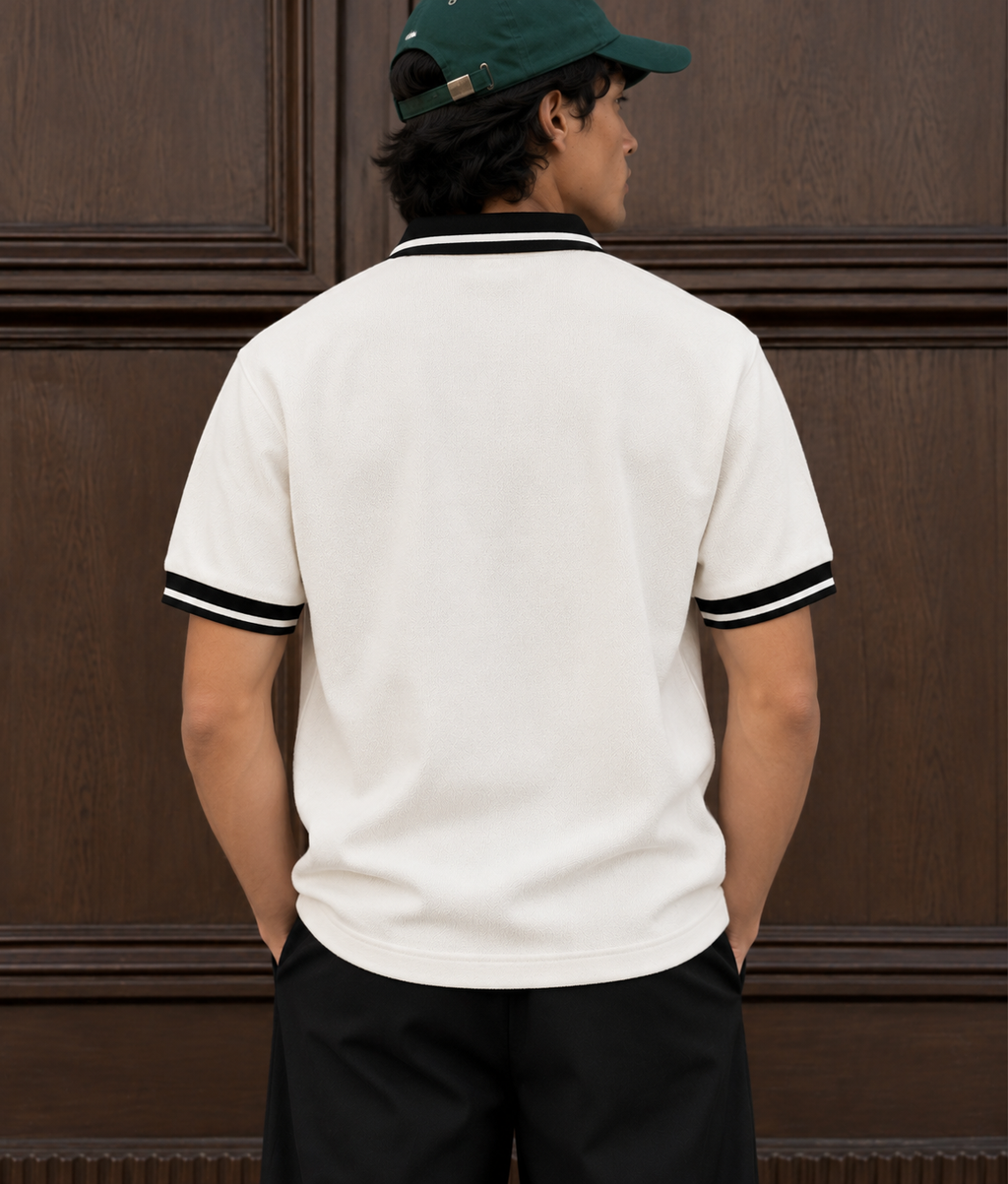 Textured Polo T Shirt - White