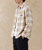 Boxy Fit Flannel Shirt - Beige & Cream