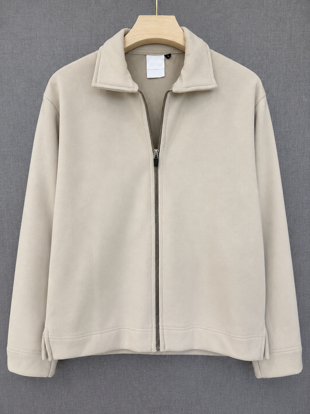 Suede Zip Jacket - Beige