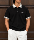 Textured Polo T Shirt - Black