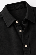 Botanical Embroidered Boxy Fit Shirt - Black