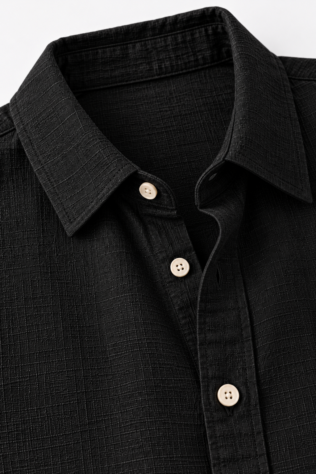 Botanical Embroidered Boxy Fit Shirt - Black