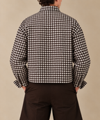 Boxy Fit Checkered Shirt - Dark Brown & White