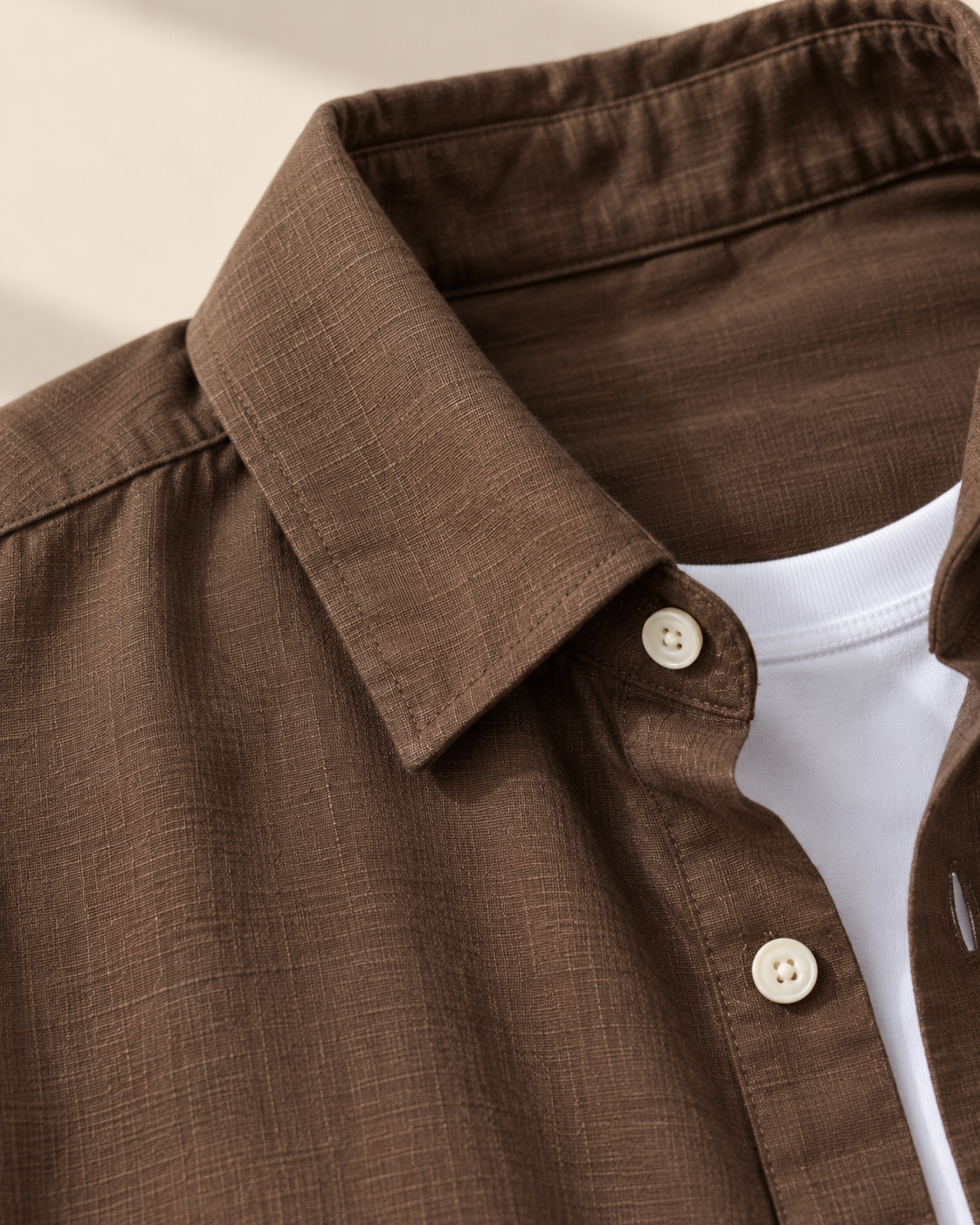 Botanical Embroidered Boxy Fit Shirt - Brown