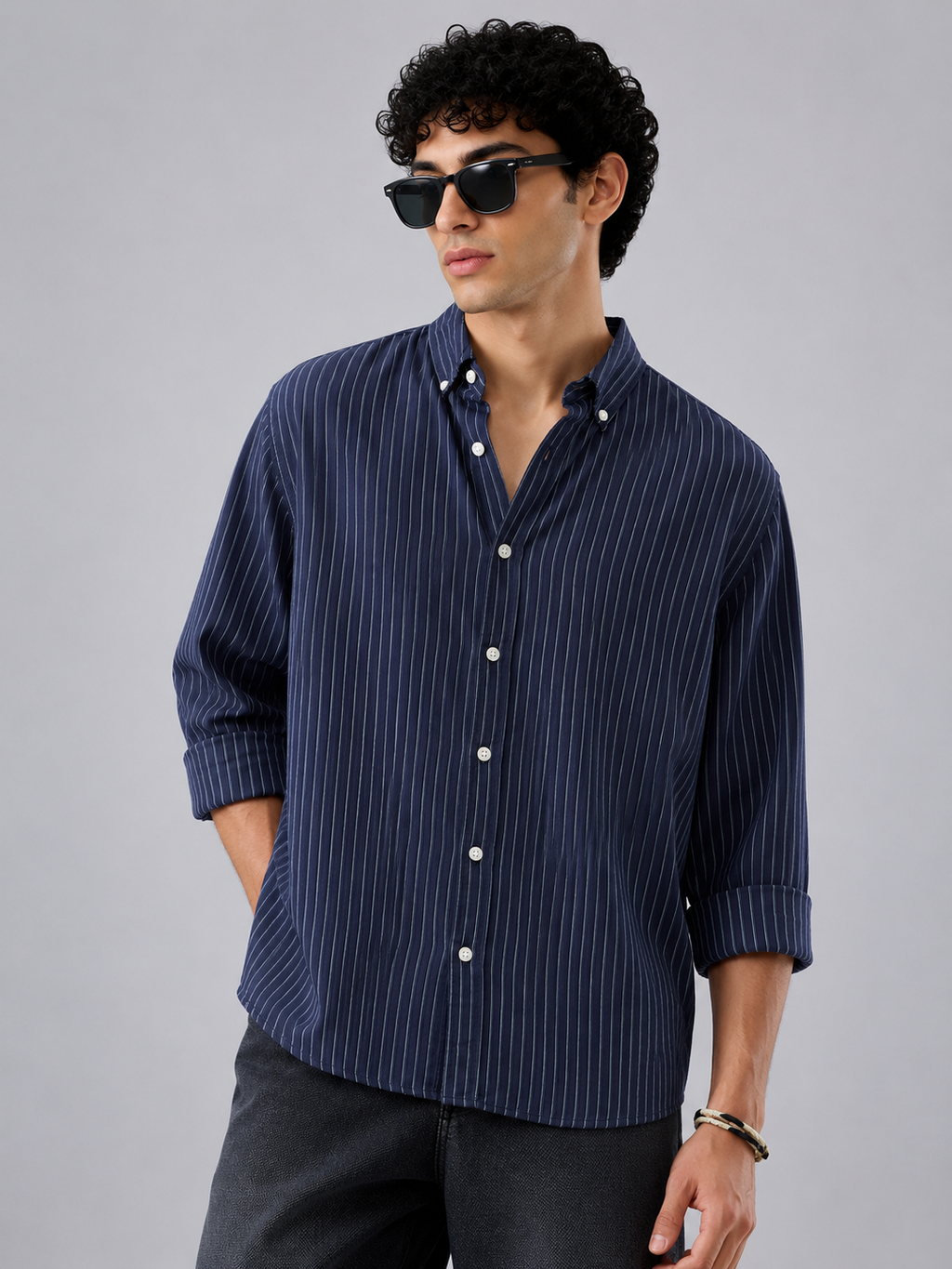 Premium Stripe Shirt - Midnight Navy