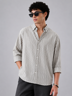 Premium Stripe Shirt - Stone Grey