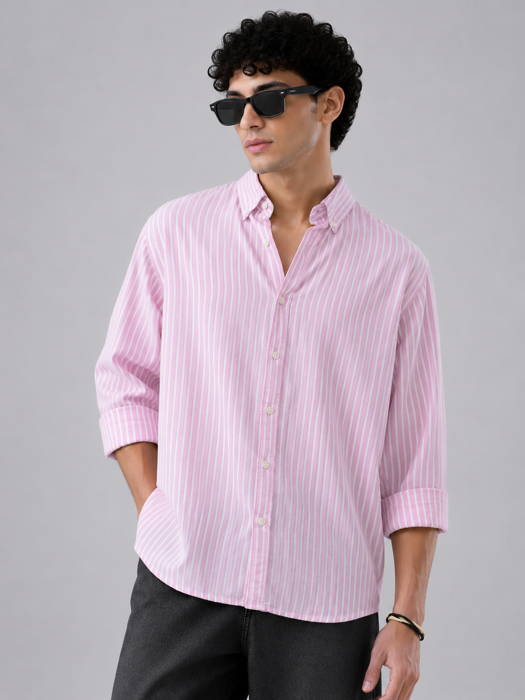 Premium Stripe Shirt - Soft Pink