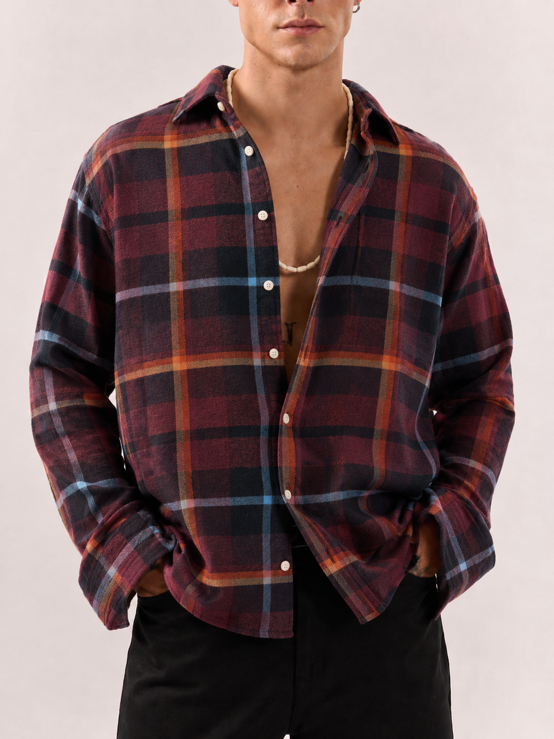 Core Flannel Shirt - Wine Check