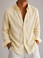 Auraa Luxe Linen Shirt - Butter Yellow
