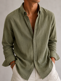 Auraa Luxe Linen Shirt - Olive Green