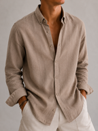 Auraa Luxe Linen Shirt - Mocha Mist