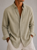 Auraa Luxe Linen Shirt - Sage Mist
