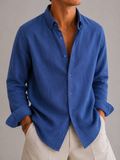 Auraa Luxe Linen Shirt - Midnight Blue