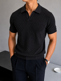 Diamond Knit Polo - Jet Black