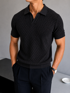 Diamond Knit Polo - Jet Black