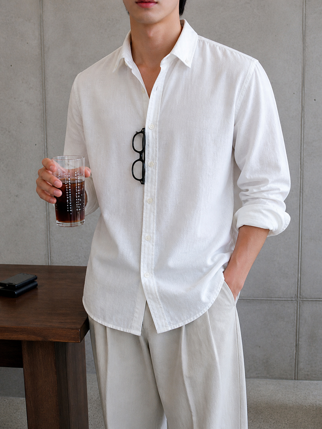 Auraa Linen Shirt – White