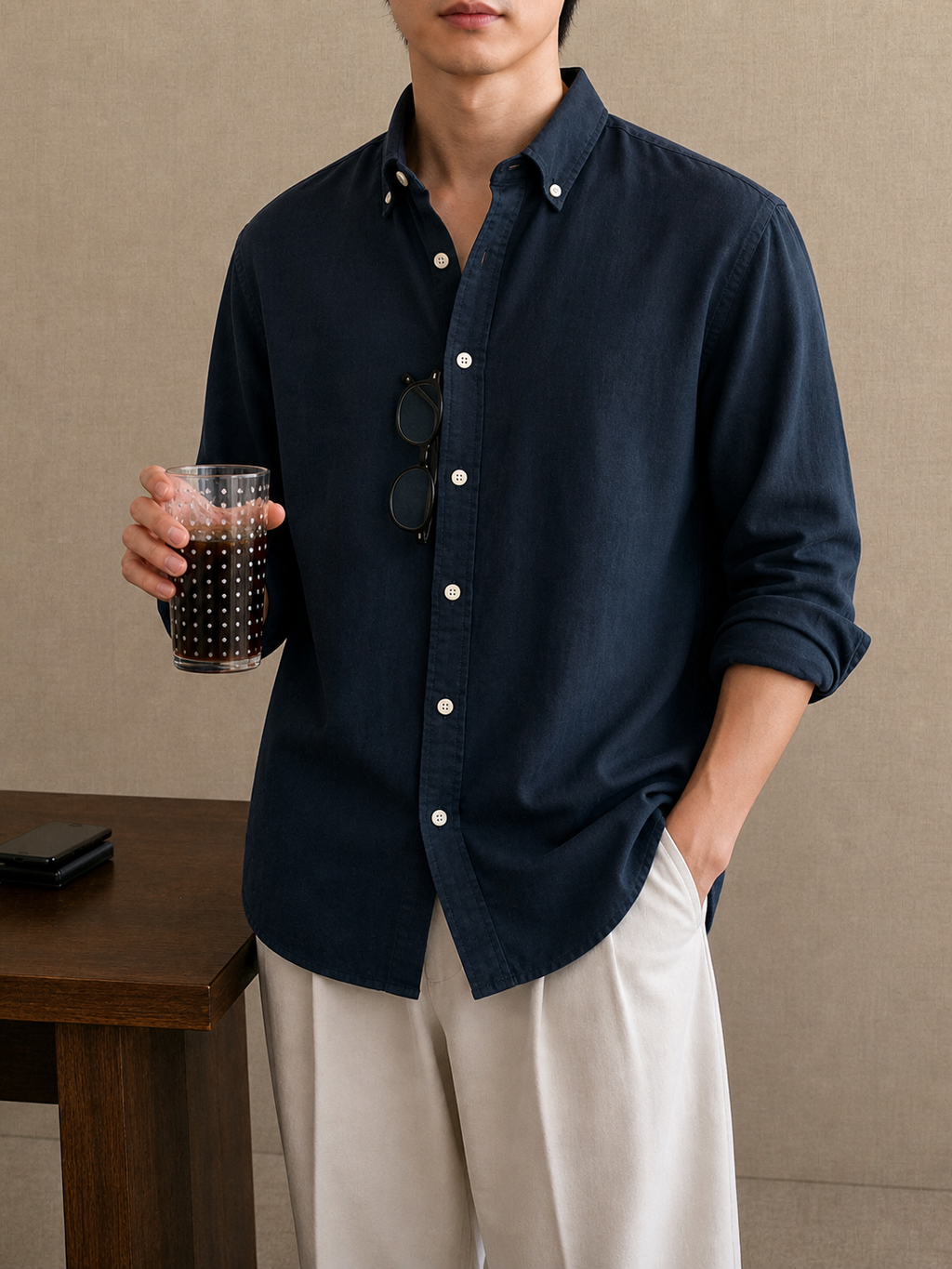 Auraa Linen Shirt – Midnight Navy