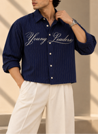 Signature Stripe Boxy Fit Shirt - Navy