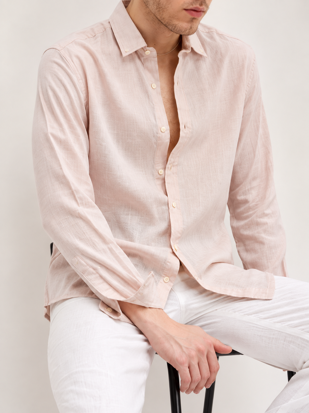 Linen Shirt - Blush Pink