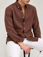 Linen Shirt - Chocolate Brown