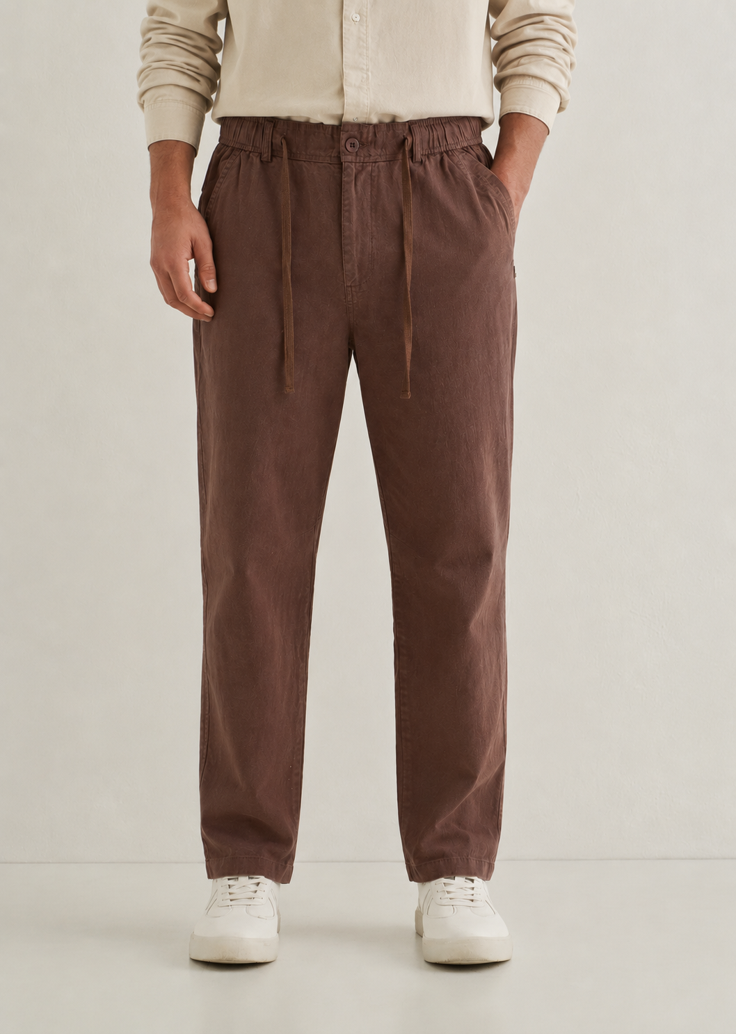 Dark Brown Loose Lenin Pant
