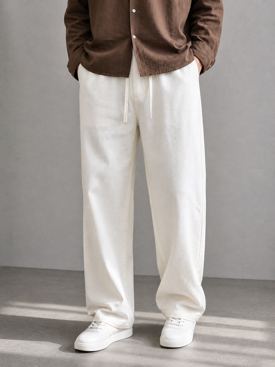 White Loose Linen Pant
