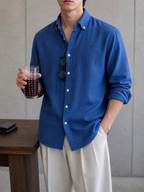 Auraa Linen Shirt – Royal Blue