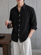 Auraa Linen Shirt – Jet Black