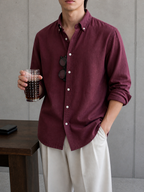 Auraa Linen Shirt – Wine Burgundy