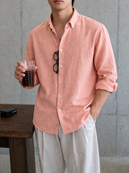 Auraa Linen Shirt – Blush Pink
