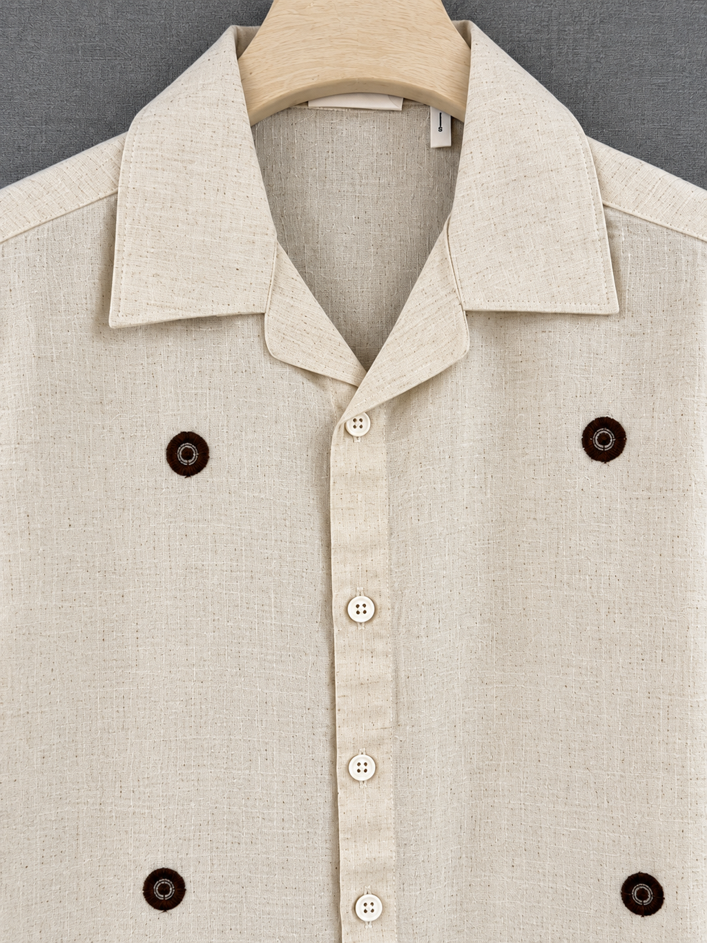 Linen Embroidered Camp Collar Shirt