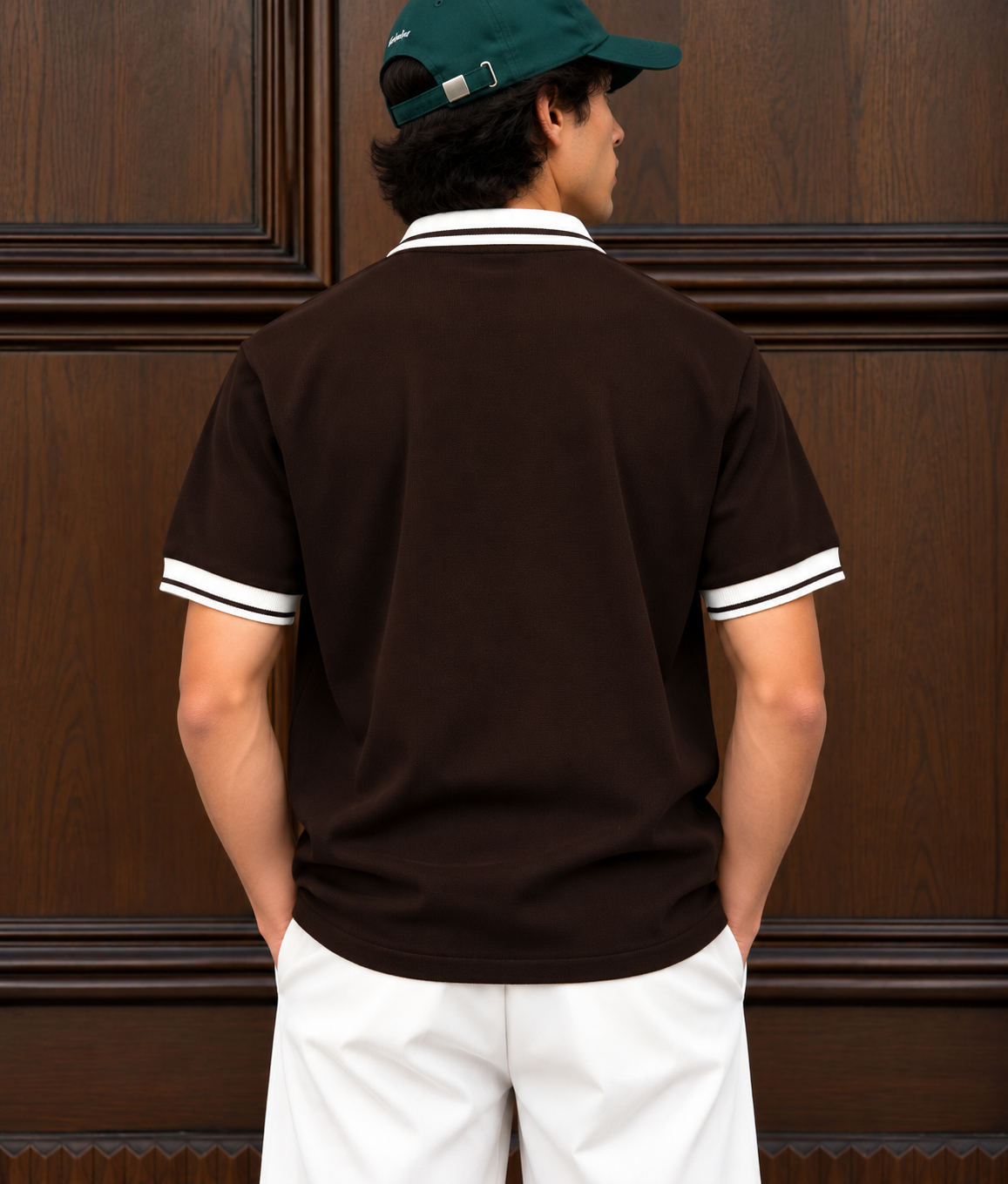 Textured Polo T Shirt - Brown