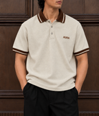 Textured Polo T Shirt - Beige
