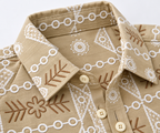 Geometric Embroidered Boxy Fit Shirt - Beige