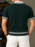 Ribbed Polo T-Shirt - Forest Green