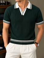 Ribbed Polo T-Shirt - Forest Green