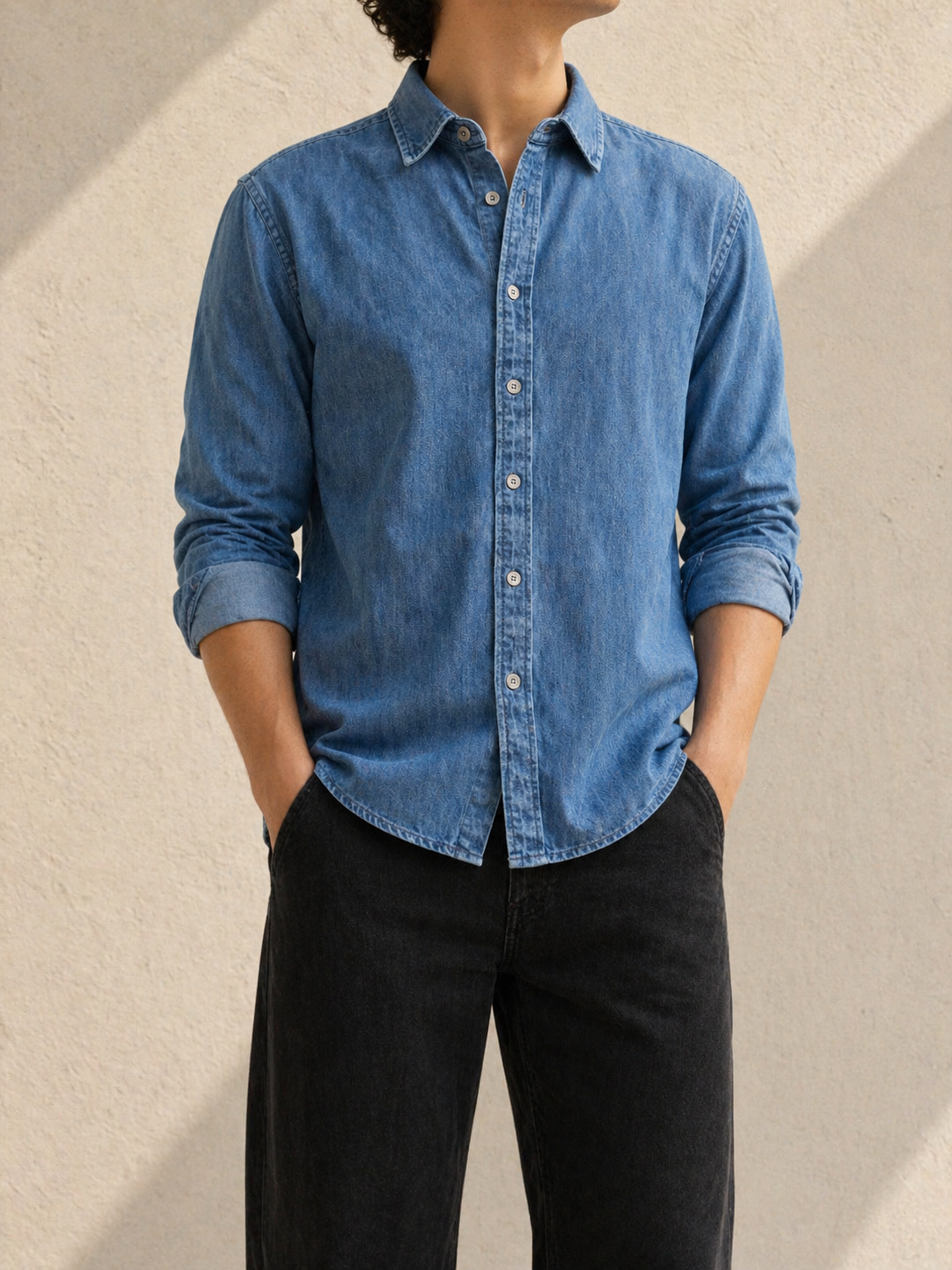 Premium Denim Shirt - Indigo Blue